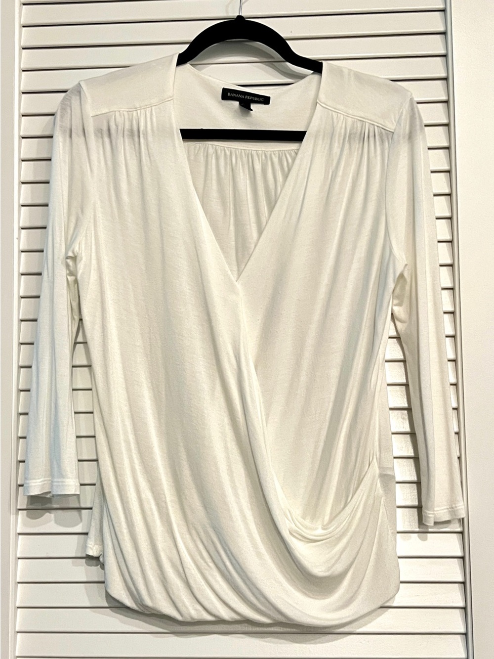 Banana Republic Soft Draped Faux Wrap Bubble Hem Top